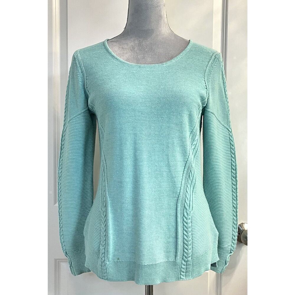 ZOZO Womens Cable Knit Pullover LS Sweater Modal Blend S Cottage Y2k Blue
